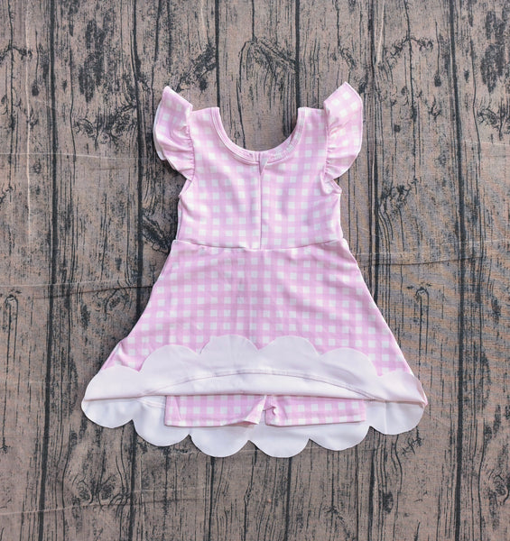 GSD3796 pre-order toddler clothes pink gingham print girl yoga summer dress-real pic 2026.4.9