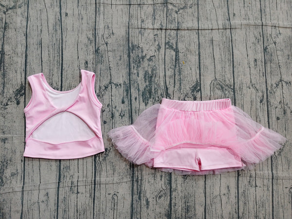 GSD3806 pre-order toddler clothes pink print girl yoga summer dress-real pic 2026.4.19