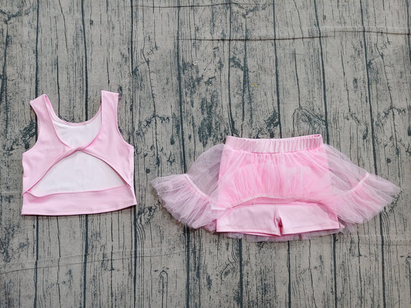 GSD3806 pre-order toddler clothes pink print girl yoga summer dress-real pic 2026.4.19
