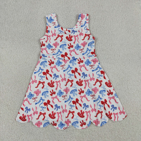 GSD3809 RTS toddler clothes bows girl 4th of July yoga summer dress  sports dress atheletic clothes