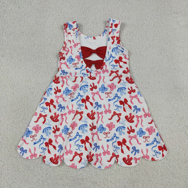 GSD3809 RTS toddler clothes bows girl 4th of July yoga summer dress  sports dress atheletic clothes