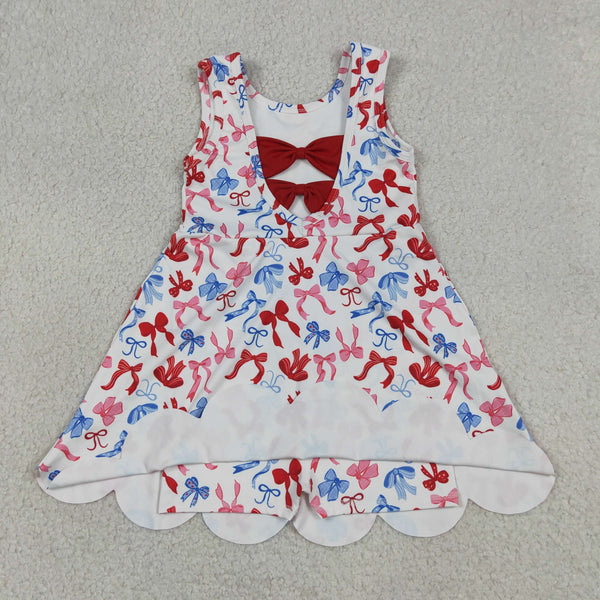 GSD3809 RTS toddler clothes bows girl 4th of July yoga summer dress  sports dress atheletic clothes