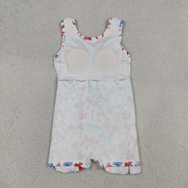 GSD3809 RTS toddler clothes bows girl 4th of July yoga summer dress  sports dress atheletic clothes