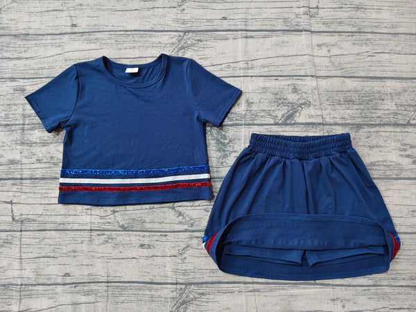 GSD3811 pre-order toddler clothes navy blue print girl summer dress-real pic 2026.5.15