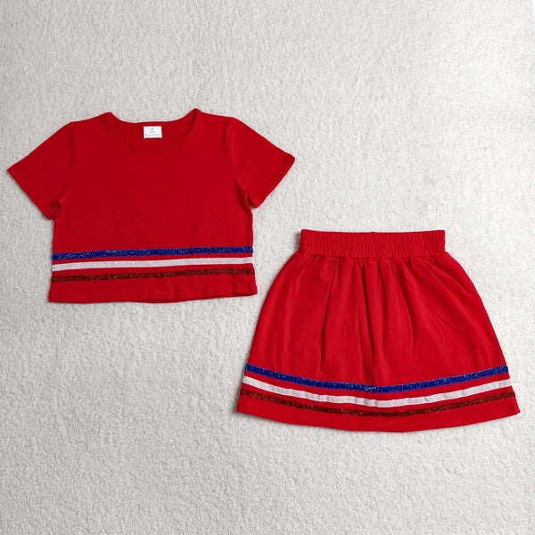 GSD3812 RTS toddler clothes red cotton girl summer dress skirt outfit
