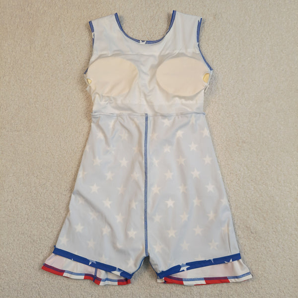 GSD3813 RTS  toddler clothes star  girl 4th of July yoga summer dress sports dress