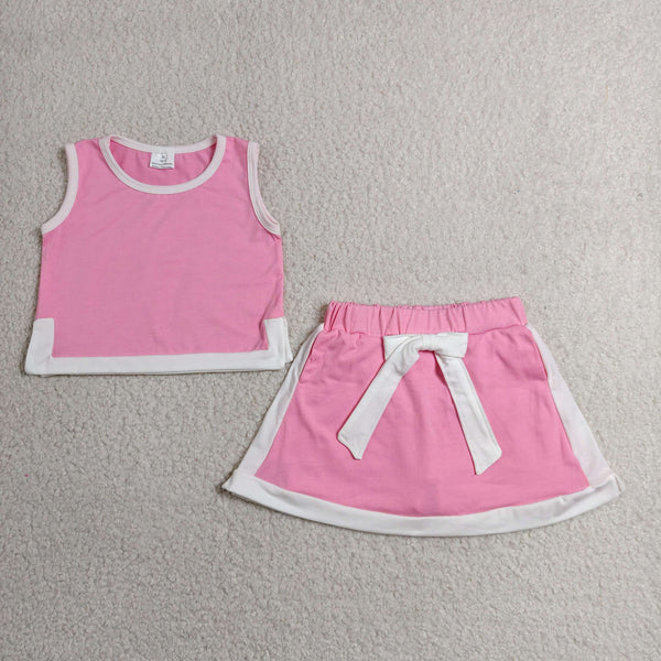 GSD3829 RTS toddler clothes pink cotton skirt outfit girl summer dress set