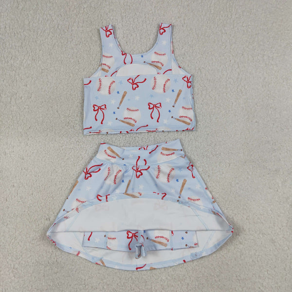 GSD3835 RTS toddler clothes baseball   girl summer yoga set sports outfit