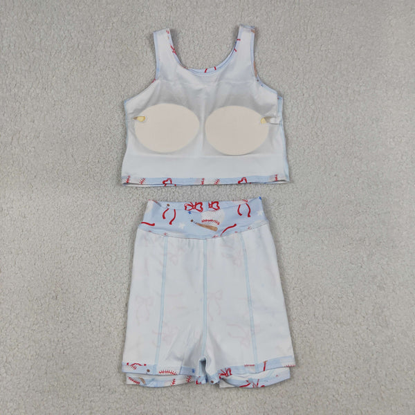 GSD3835 RTS toddler clothes baseball   girl summer yoga set sports outfit