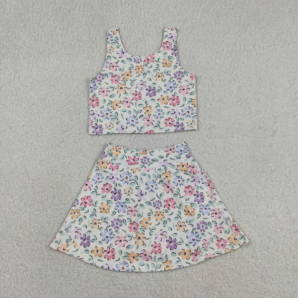 GSD3838 RTS  toddler clothes flower girl summer yoga set sports clothing set