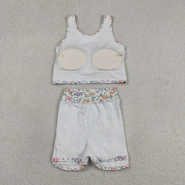 GSD3838 RTS  toddler clothes flower girl summer yoga set sports clothing set
