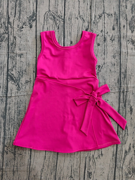 GSD3878 pre-order toddler clothes pink print girl yoga summer dress-real pic 2026.5.9