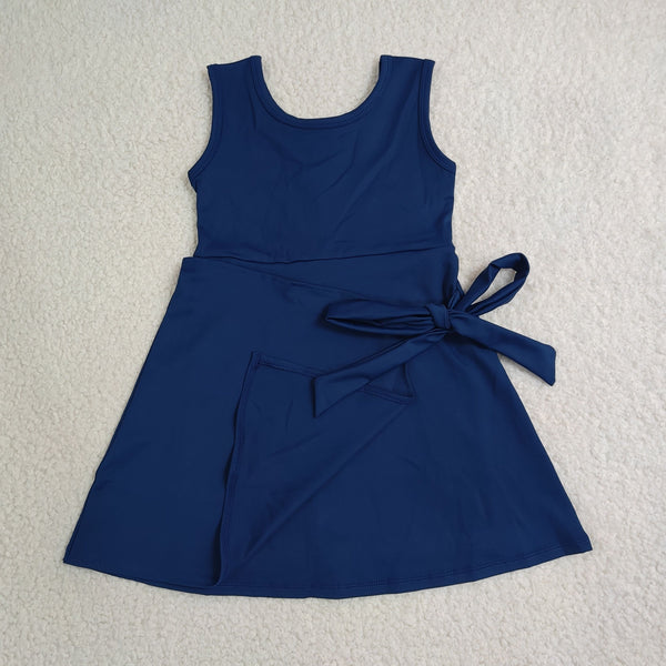 RTS GSD3880 toddler clothes navy girl sports yoga summer dress atheletic dress