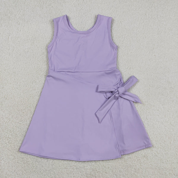 GSD3881 RTS toddler clothes purple girl yoga summer dress quick dry sports dress