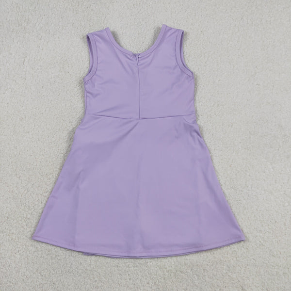 GSD3881 RTS toddler clothes purple girl yoga summer dress quick dry sports dress