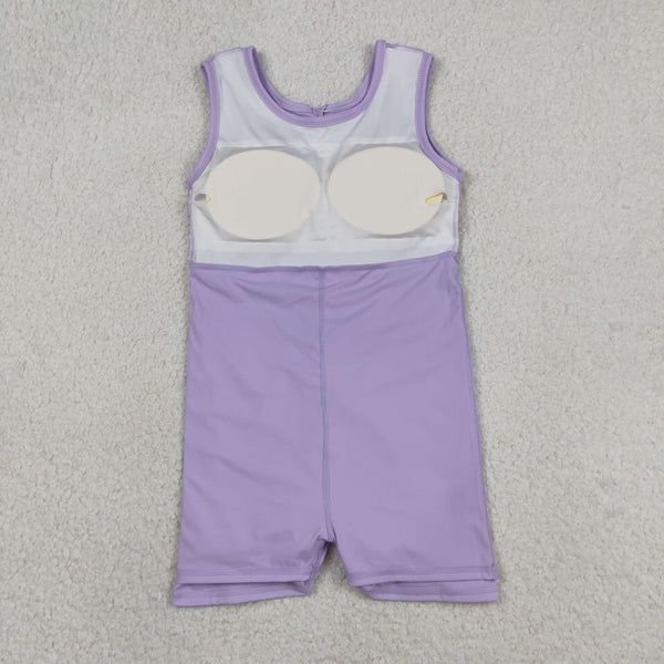 GSD3881 RTS toddler clothes purple girl yoga summer dress quick dry sports dress