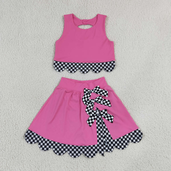 RTS Matching clothing kids athletic mixed print baby girl sleeveless scallop skirt fall clothing-2026.9.9