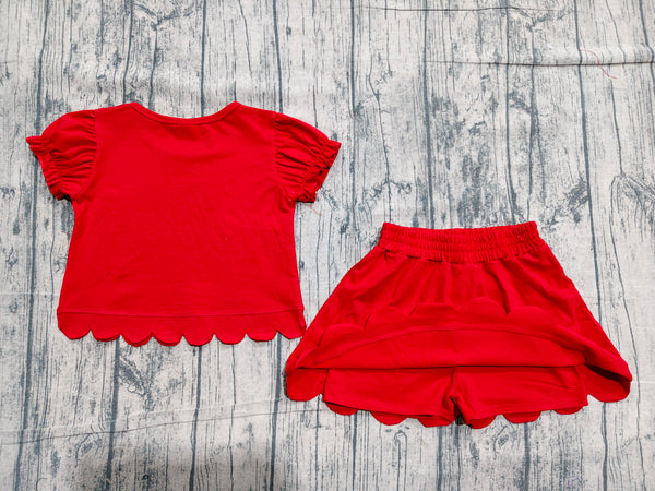 GSD3938 pre-order toddler clothes red print girl summer short skirt set-real pic 2026.4.24