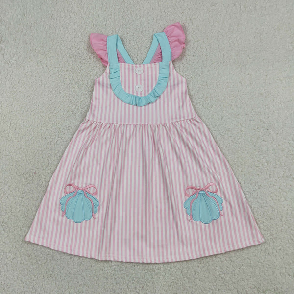 GSD3958 RTS toddler clothes shell embroidery girl  summer dress