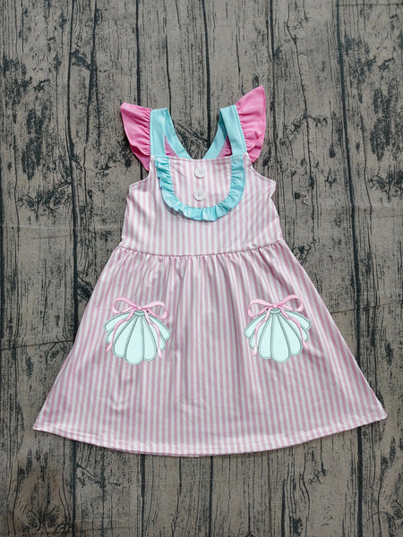 GSD3958 pre-order toddler clothes shell print girl  summer dress-real pic 2026.4.12