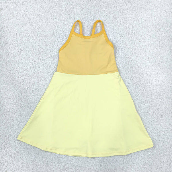 RTS GSD3982 toddler girl clothes solid sleeveless yoga dress sports dress