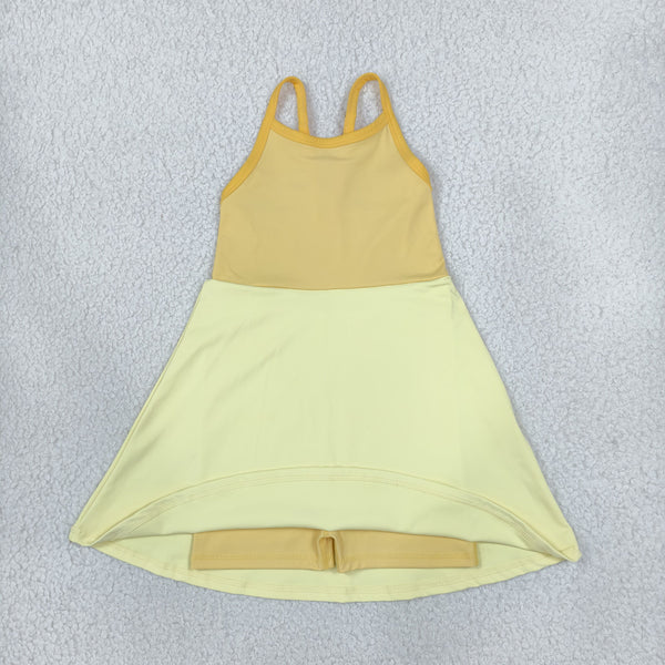 RTS GSD3982 toddler girl clothes solid sleeveless yoga dress sports dress