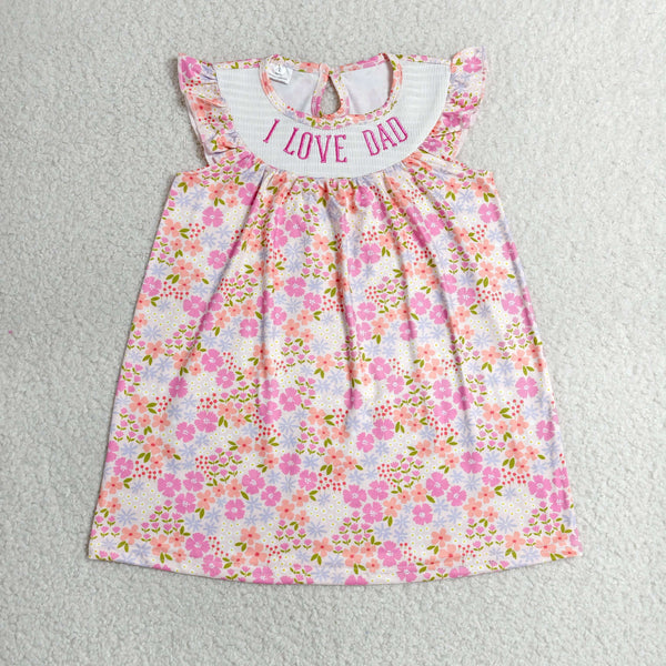 GSD3986 RTS toddler clothes I love dad smock girl summer dress