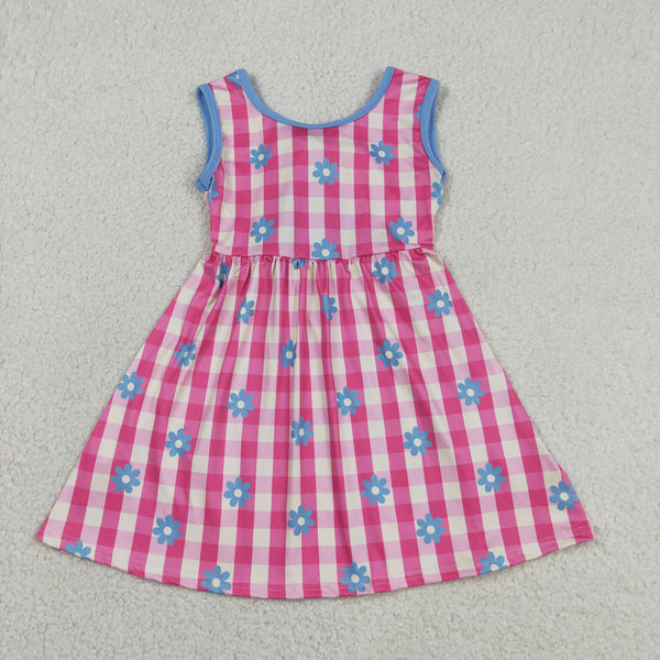 RTS GSD4007 toddler clothes floral plaid girl summer dress