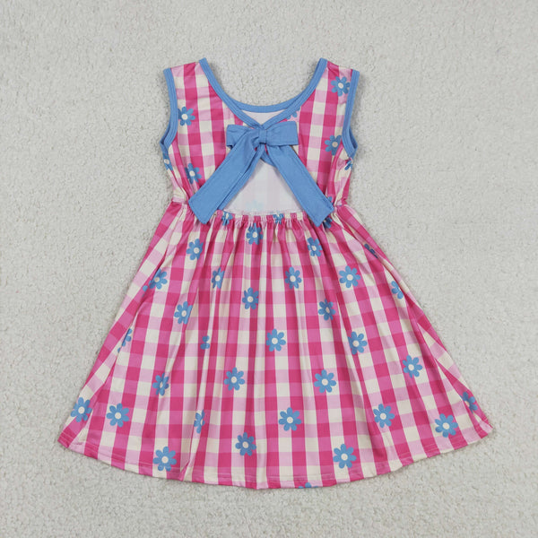 RTS GSD4007 toddler clothes floral plaid girl summer dress