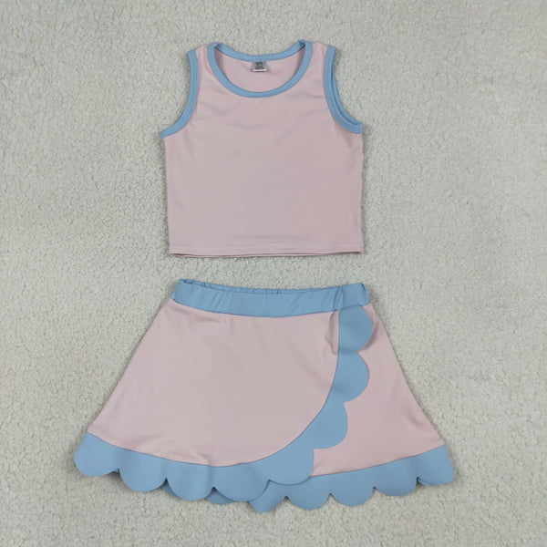 RTS GSD4010 toddler clothes pink blue girl summer yoga set kids girl atheletic dress outfit