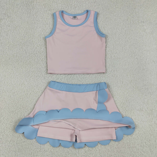 RTS GSD4010 toddler clothes pink blue girl summer yoga set kids girl atheletic dress outfit