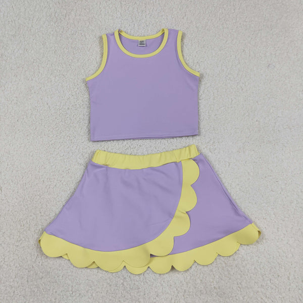 GSD4011 RTS toddler clothes purple girl summer yoga set atheletic outfit sports clothing set