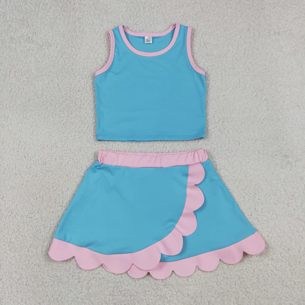 GSD4013 RTS toddler clothes blue  sports clothes girl summer yoga set atheletic outfit