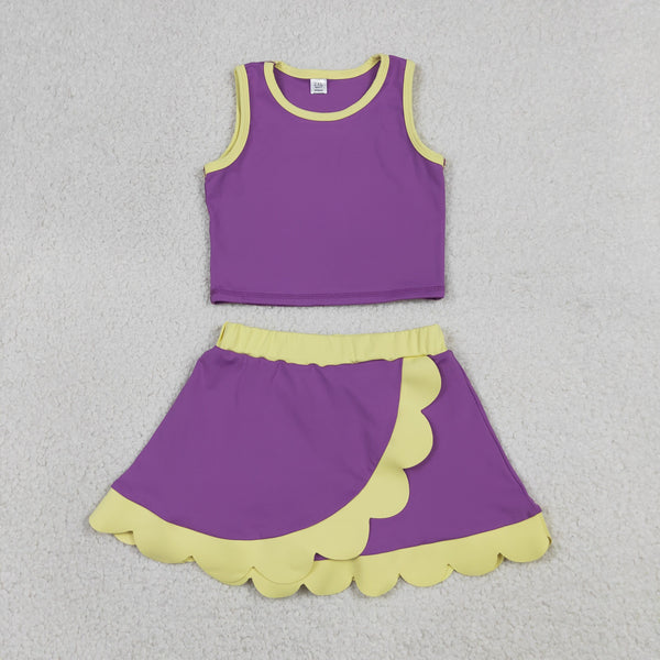 GSD4015 RTS toddler clothes purple girl summer yoga set atheletic outfit