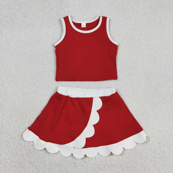 RTS GSD4016 RTS toddler clothes red girl summer yoga set sports dresses atheleric outfit