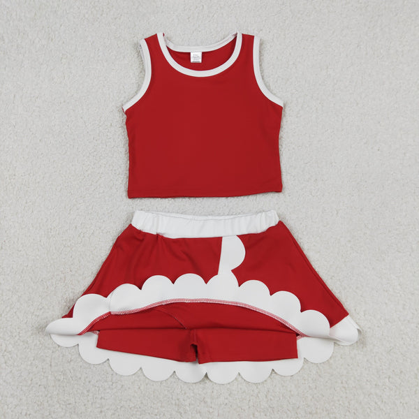 RTS GSD4016 RTS toddler clothes red girl summer yoga set sports dresses atheleric outfit