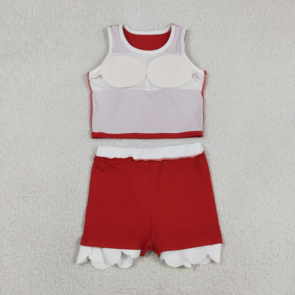 RTS GSD4016 RTS toddler clothes red girl summer yoga set sports dresses atheleric outfit
