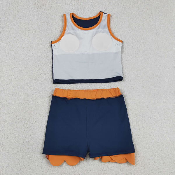 GSD4017 RTS toddler clothes navy blue girl summer yoga set sports atheleric outfit
