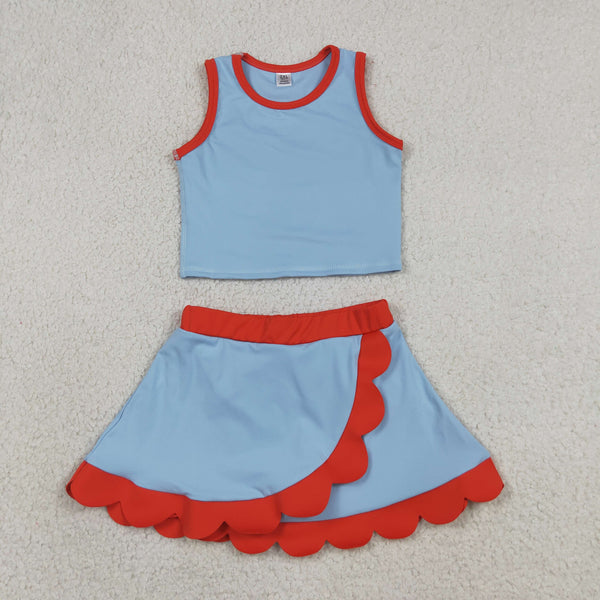 GSD4020 RTS toddler clothes blue girl summer yoga set atheletic outfit