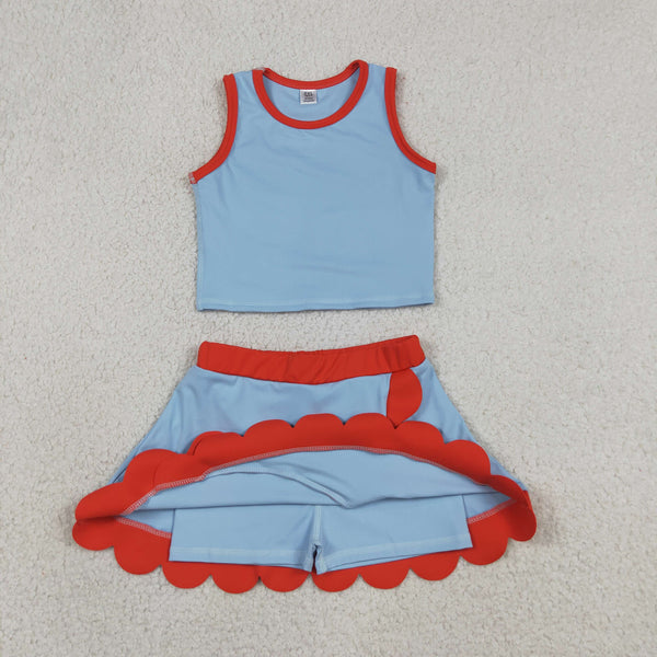 GSD4020 RTS toddler clothes blue girl summer yoga set atheletic outfit