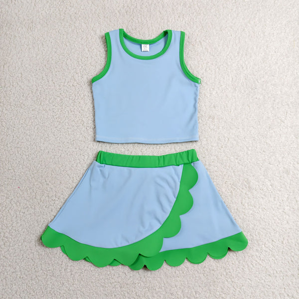GSD4021 RTS toddler clothes blue  girl summer yoga set sports clothes
