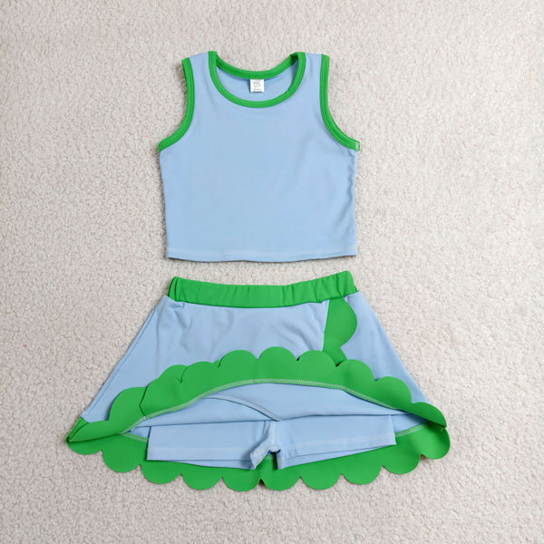 GSD4021 RTS toddler clothes blue  girl summer yoga set sports clothes