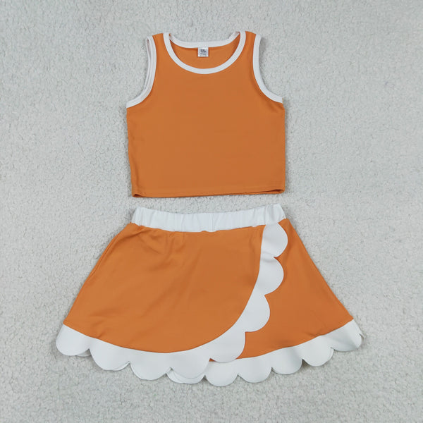 GSD4033 RTS toddler clothes orange print girl summer yoga set