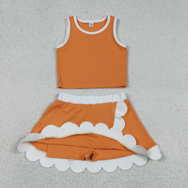 GSD4033 RTS toddler clothes orange print girl summer yoga set