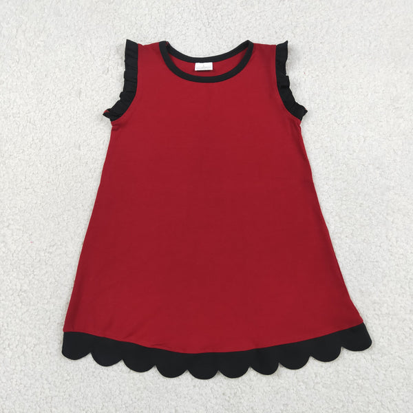 GSD4058 RTS toddler clothes cotton red scalloped  girl summer dress