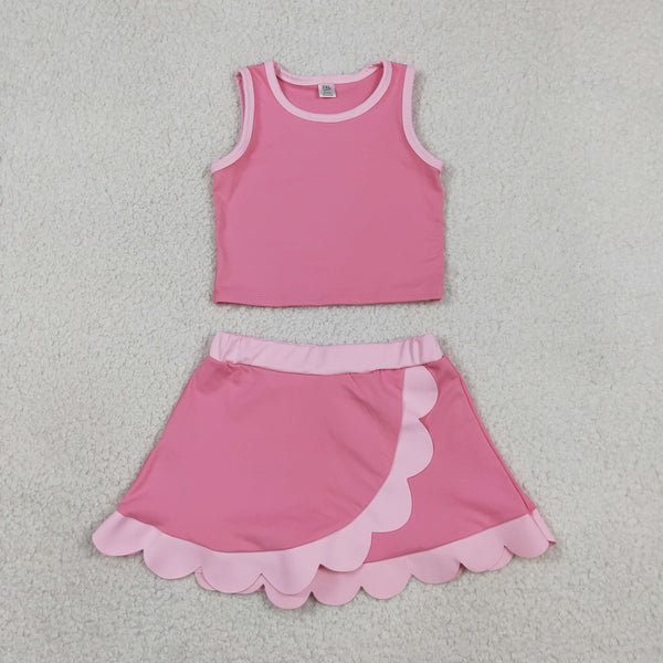 GSD4063 RTS toddler clothes pink print girl summer yoga set