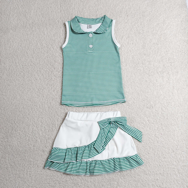 GSD4121 RTS toddler clothes green girl summer yoga set sports clothing set