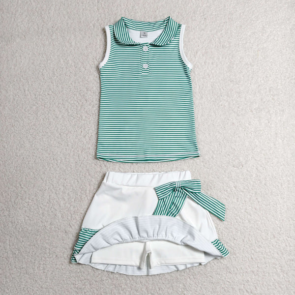 GSD4121 RTS toddler clothes green girl summer yoga set sports clothing set