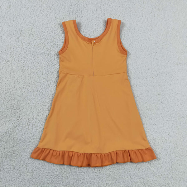 GSD4127 RTS toddler clothes orange girl yoga summer dress sports clothing