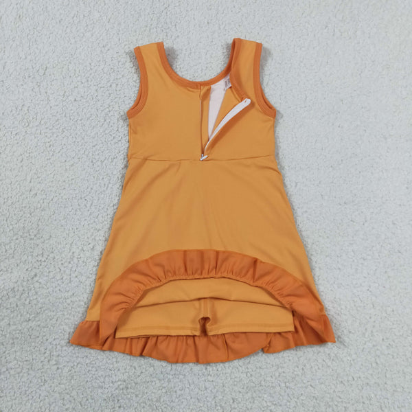 GSD4127 RTS toddler clothes orange girl yoga summer dress sports clothing